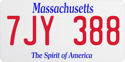 MA license plate 7JY388