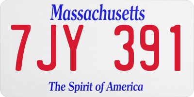 MA license plate 7JY391