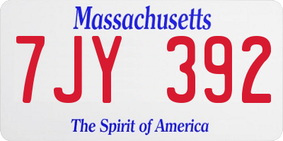 MA license plate 7JY392