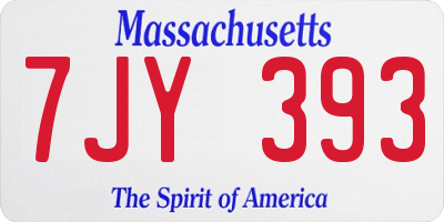 MA license plate 7JY393