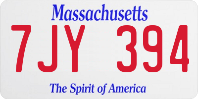 MA license plate 7JY394