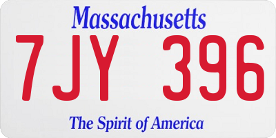 MA license plate 7JY396