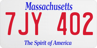MA license plate 7JY402