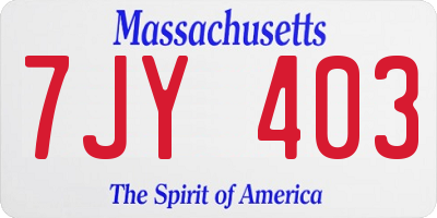 MA license plate 7JY403