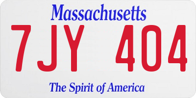 MA license plate 7JY404