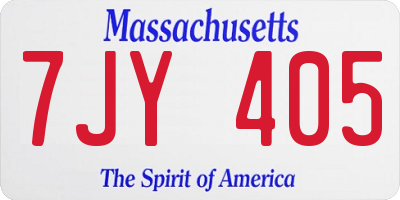 MA license plate 7JY405