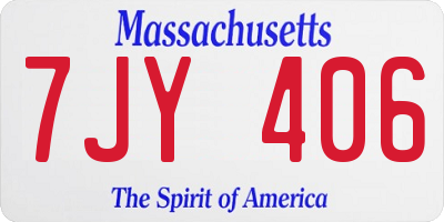 MA license plate 7JY406