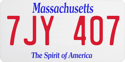 MA license plate 7JY407