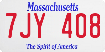 MA license plate 7JY408