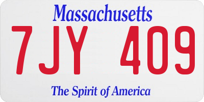 MA license plate 7JY409
