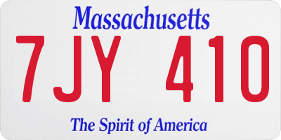 MA license plate 7JY410