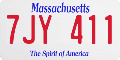 MA license plate 7JY411