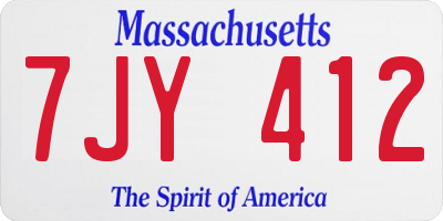 MA license plate 7JY412