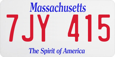 MA license plate 7JY415