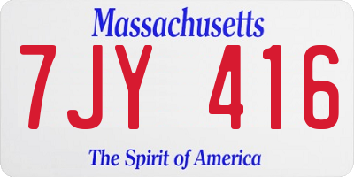 MA license plate 7JY416
