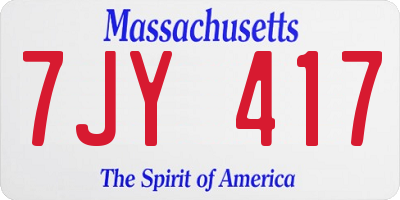 MA license plate 7JY417