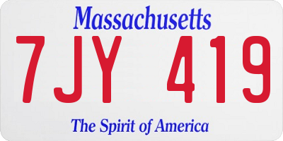 MA license plate 7JY419
