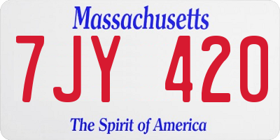 MA license plate 7JY420