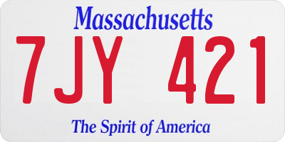 MA license plate 7JY421