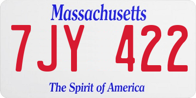 MA license plate 7JY422