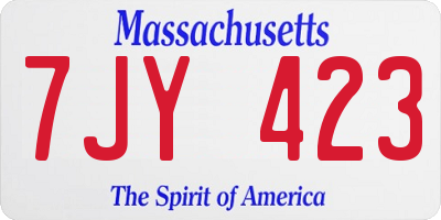 MA license plate 7JY423