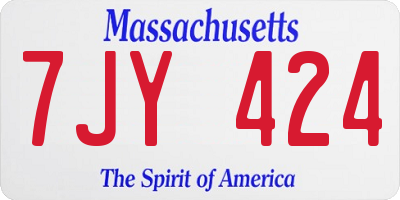 MA license plate 7JY424