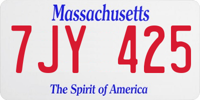 MA license plate 7JY425