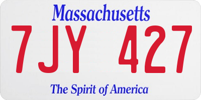 MA license plate 7JY427