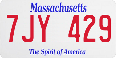 MA license plate 7JY429