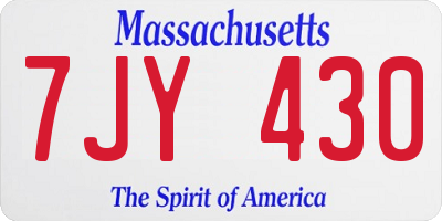 MA license plate 7JY430