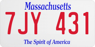 MA license plate 7JY431