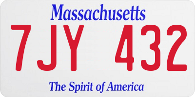 MA license plate 7JY432