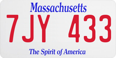 MA license plate 7JY433