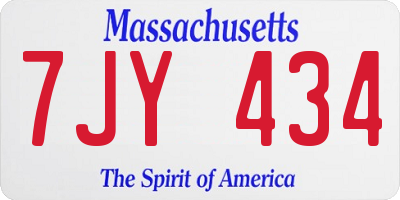 MA license plate 7JY434