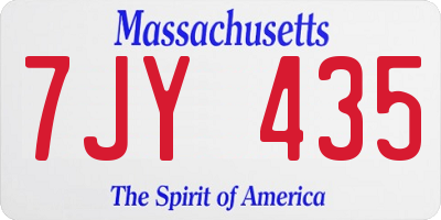 MA license plate 7JY435