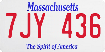 MA license plate 7JY436