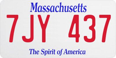 MA license plate 7JY437