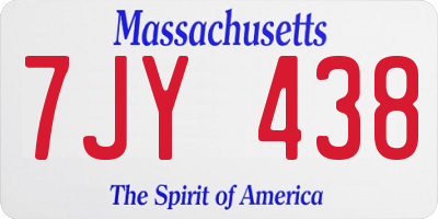 MA license plate 7JY438