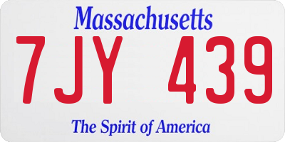 MA license plate 7JY439