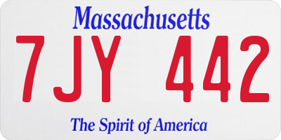 MA license plate 7JY442