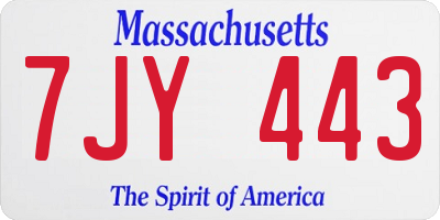 MA license plate 7JY443