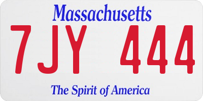 MA license plate 7JY444