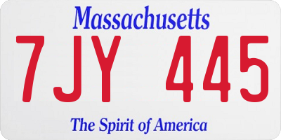 MA license plate 7JY445