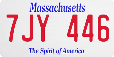 MA license plate 7JY446