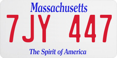 MA license plate 7JY447