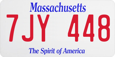 MA license plate 7JY448