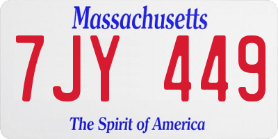MA license plate 7JY449
