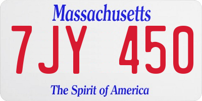 MA license plate 7JY450