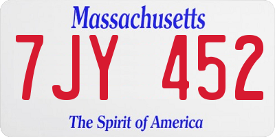 MA license plate 7JY452