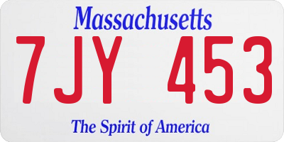 MA license plate 7JY453